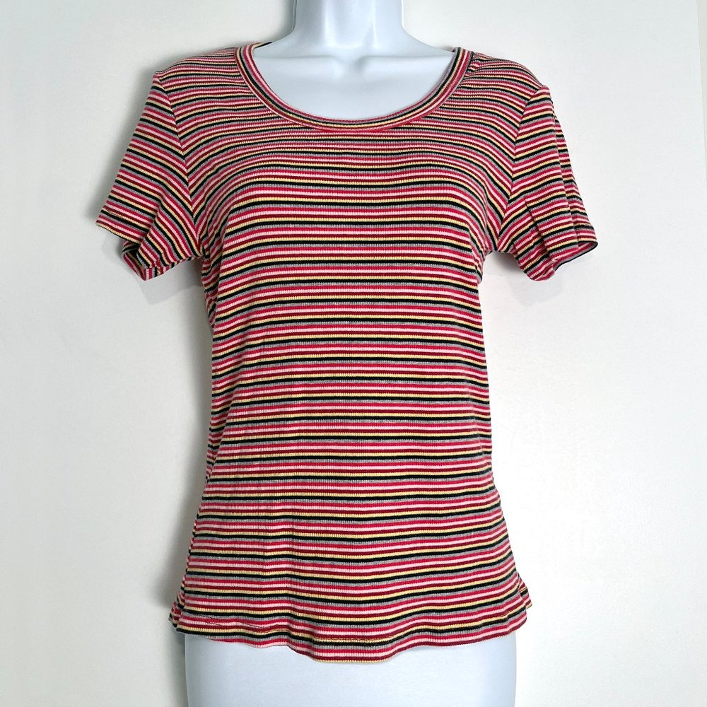Sundry Short Sleeve Scoop Neck Striped Tee